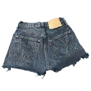 Levi’s 501 Dark Blue Distressed Cut Off Shorts